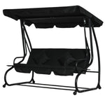 2-in-1 Garden Swing Chair For 3 Person W/ Adjustable Canopy | Black
