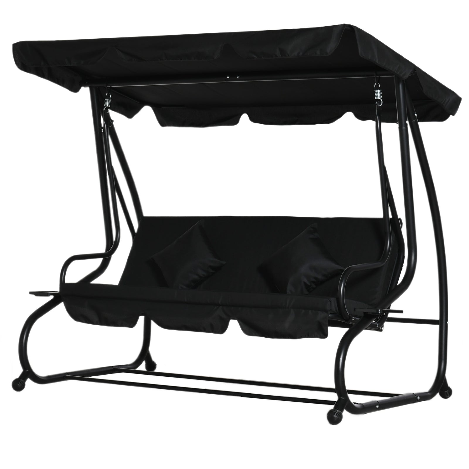 2-in-1 Garden Swing Chair For 3 Person W/ Adjustable Canopy | Black