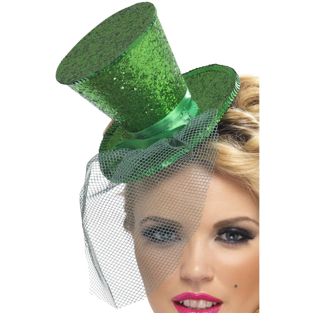 Mini Top Hat On Headband | Green
