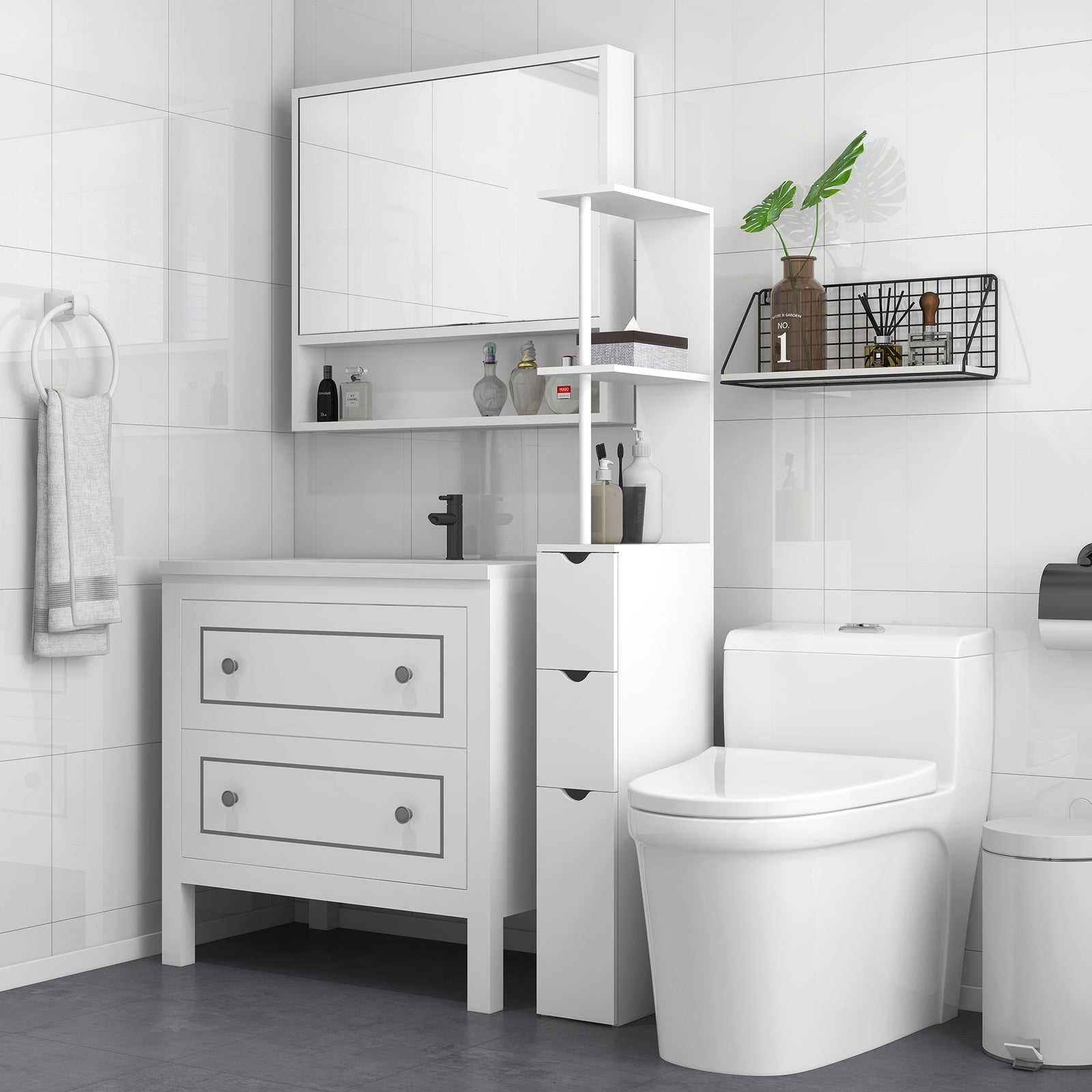 Tall Bathroom Cabinet, Bathroom Storage Cabinet W/ Shelf