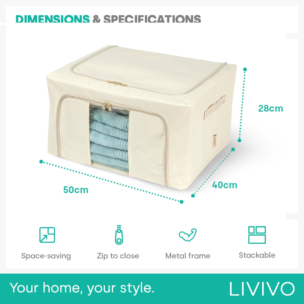 Livivo Foldable Storage Bags 3 Pack Xl - Clear Window Steel Frame