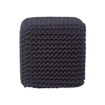 HOMESCAPES Black Cube Cotton Knitted Pouffe Footstool