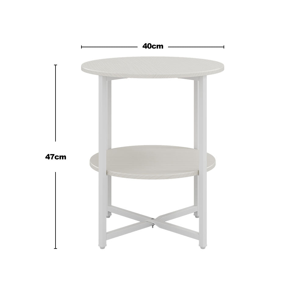 Small Round Coffee Table With 2 Tier | White