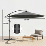 3(m) Banana Parasol Cantilever Umbrella Garden | Grey