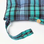 Tartan Check Seat Pad With Button Straps 100% Cotton, 40 X 40 Cm | Set of 1 | Blackwatch