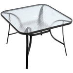 Square Tempered Glass Outdoor Coffee Table With Parasol Hole - 105cm X 72cm H