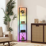 Rgb Led Floor Lamp With Shelves And Remote Control For Living Room | Black