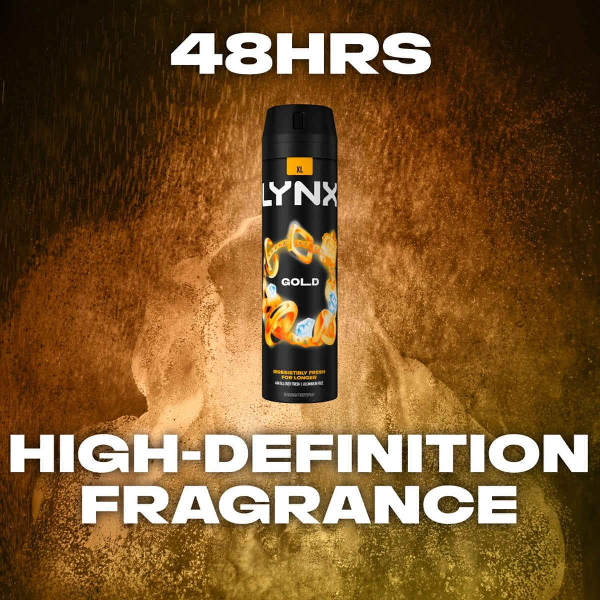 Xl Gold Body Spray Deodorant 48hrs High Definition Fragrance 200ml | Set of 30