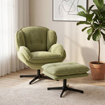 Armchair With Footstool, 360-degree Swivel Accent Chair | Green