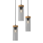 Elica Hand Made Designer Pendant Lamp With Elegant Smoked Glass Cylindrical Shades Circular Fitting