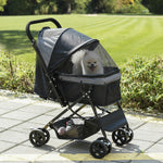 Pet Stroller Dog Foldable Travel Carriage With Reversible Handle | Black