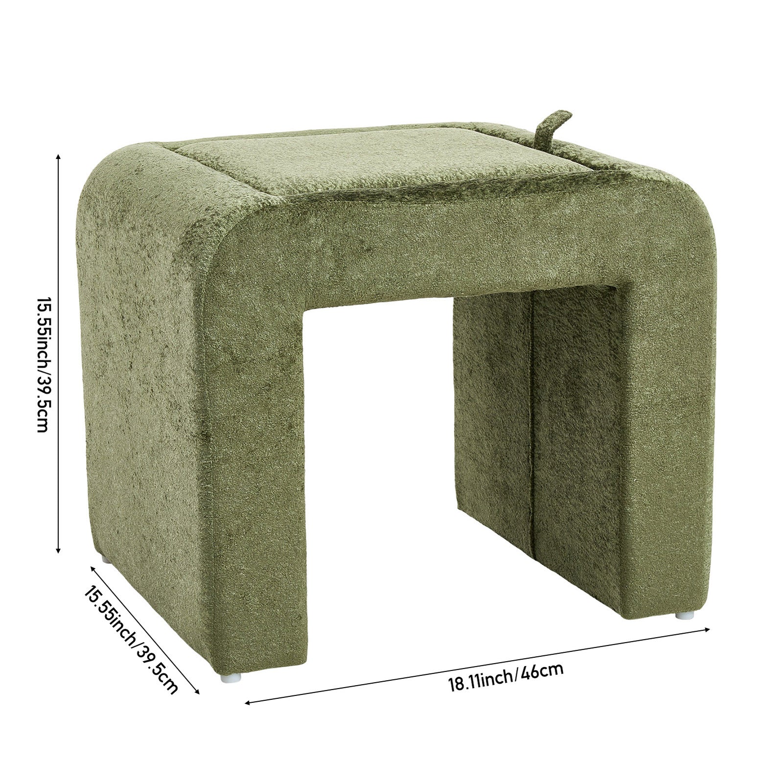 Modern Upholstered Footstool | Green