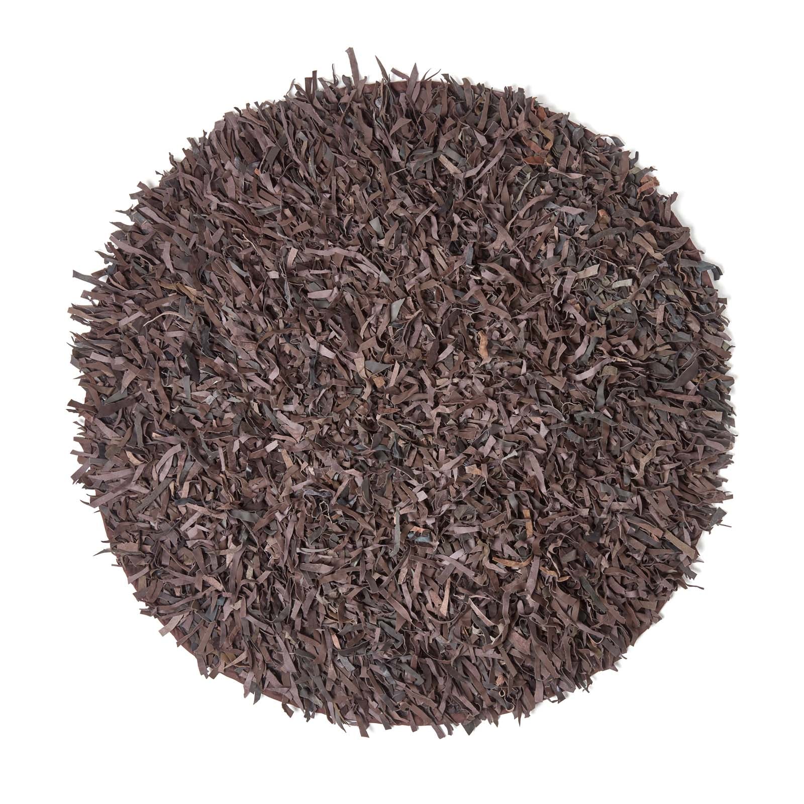 Dallas Leather Shaggy Rug | 150cm | Chocolate