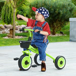 Trike W/ Adjustable Seat Basket, Kids Tricycle For 2-5 Years Old | Green