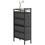 HOMCOM Narrow 4 Drawer Dresser With Steel Frame, Chest Of Drawers, Black