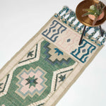 Matala Green & Blue Kilim Wool Rug | 200cm | Light Green