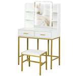 Makeup Vanity Desk Set With Lighting Mirror, Stool, Drawers