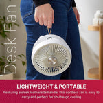 Rechargeable Desk Fan, Cordless Portable Quiet Fan, USB-C