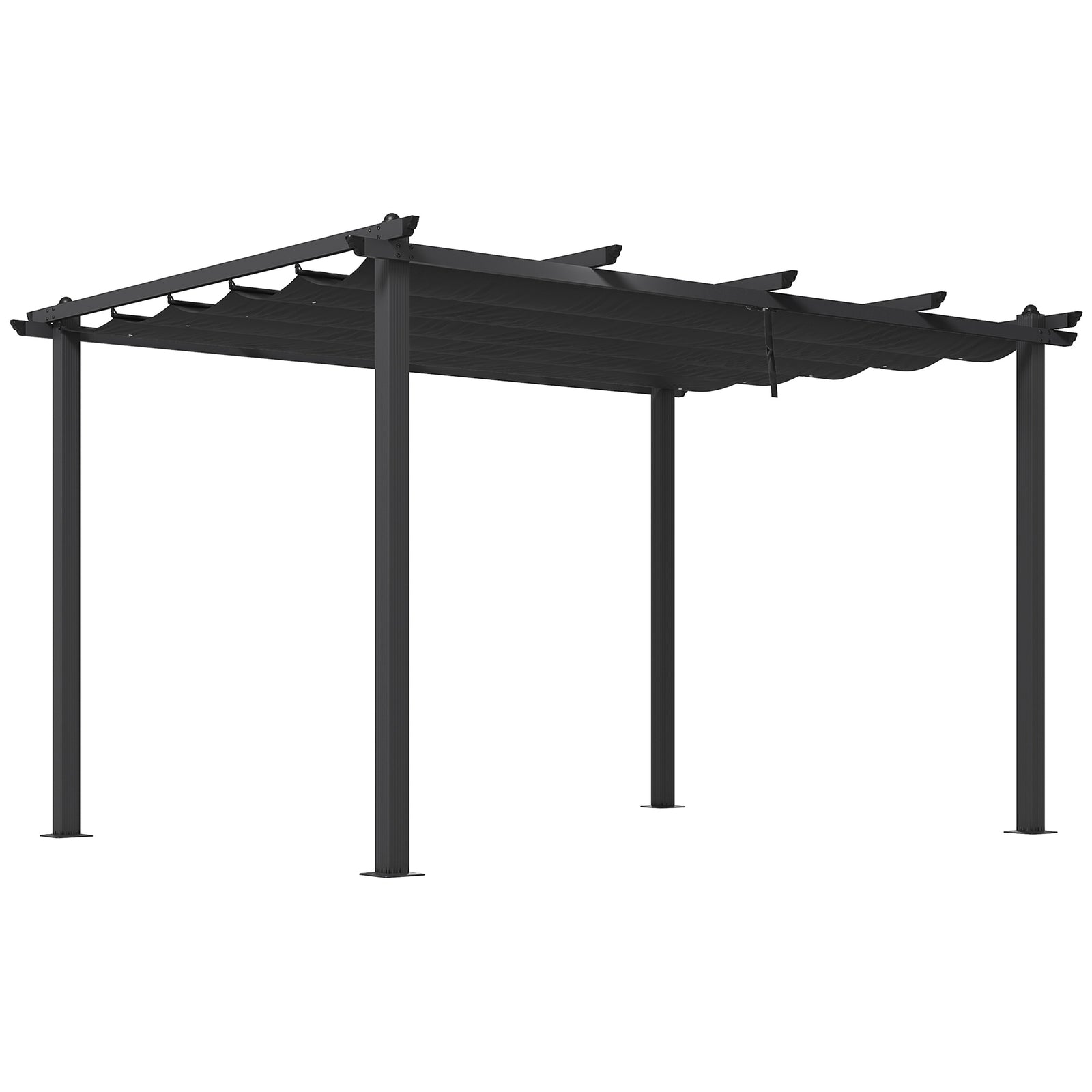 Aluminium Pergola W/ Retractable Roof, Garden Gazebo Canopy | Large | Dark Gray