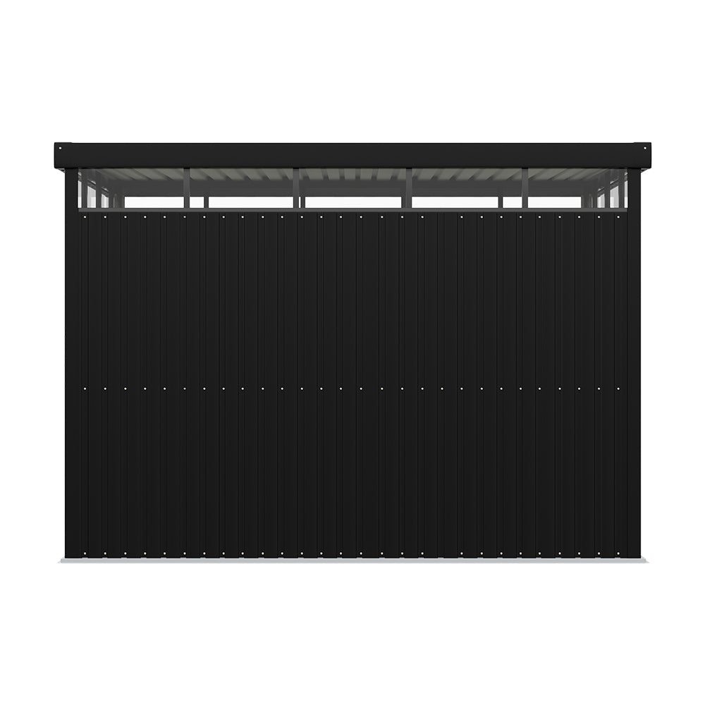 9.71 × 8.46 Ft Metal Garden Storage Shed Skylight Roof Shed,large Outdoor Tool House Flat Roof Storage & Lockable Door