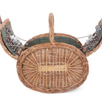Oval 4 Person Green Tweed Picnic Wicker Basket