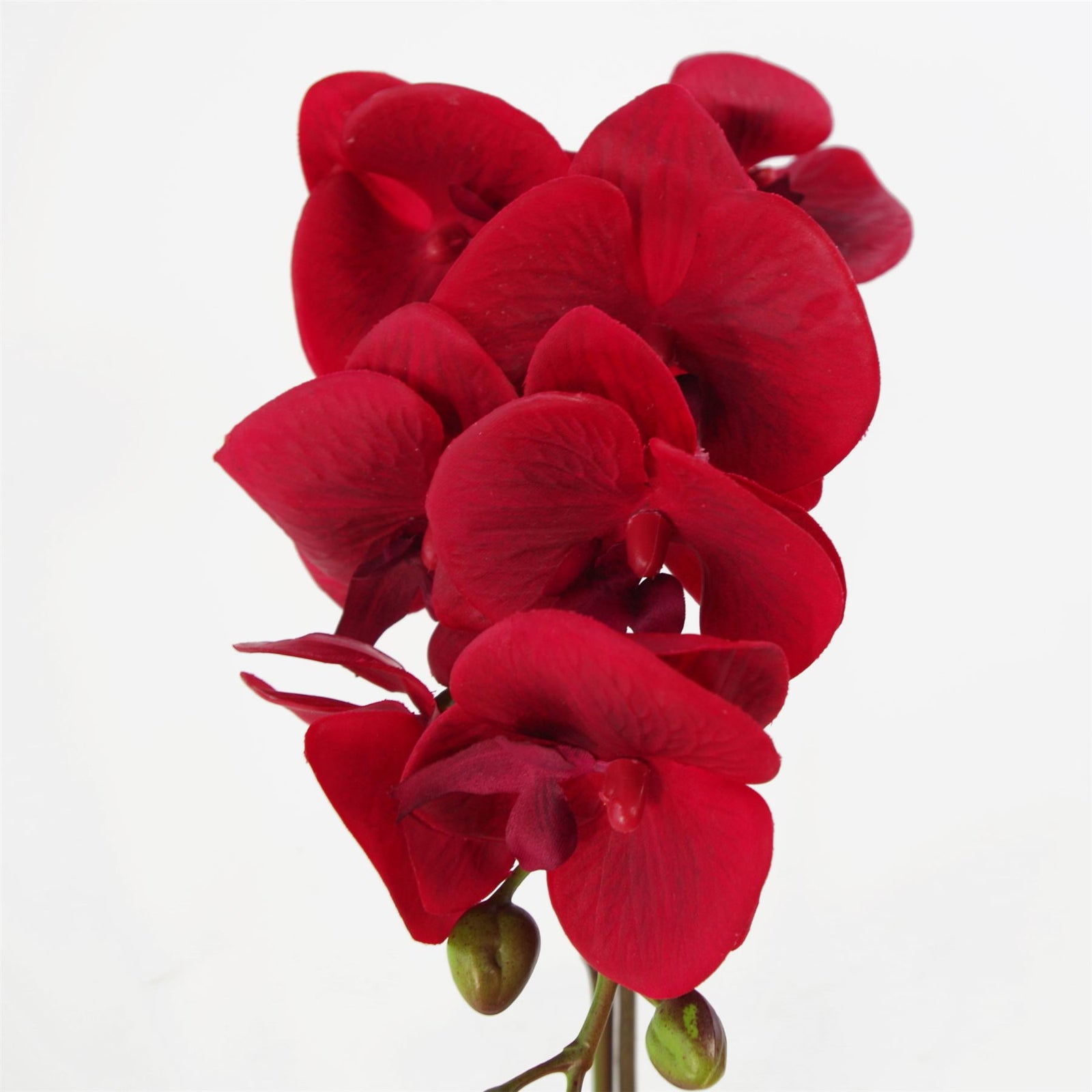 46cm Artificial Orchid Red With Silver Pot