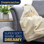 Blanket Throw Soft Faux Fur 160 X 130cm Fleece Overblanket Fluffy Blanket  For Sofa & Beds | L | Cream