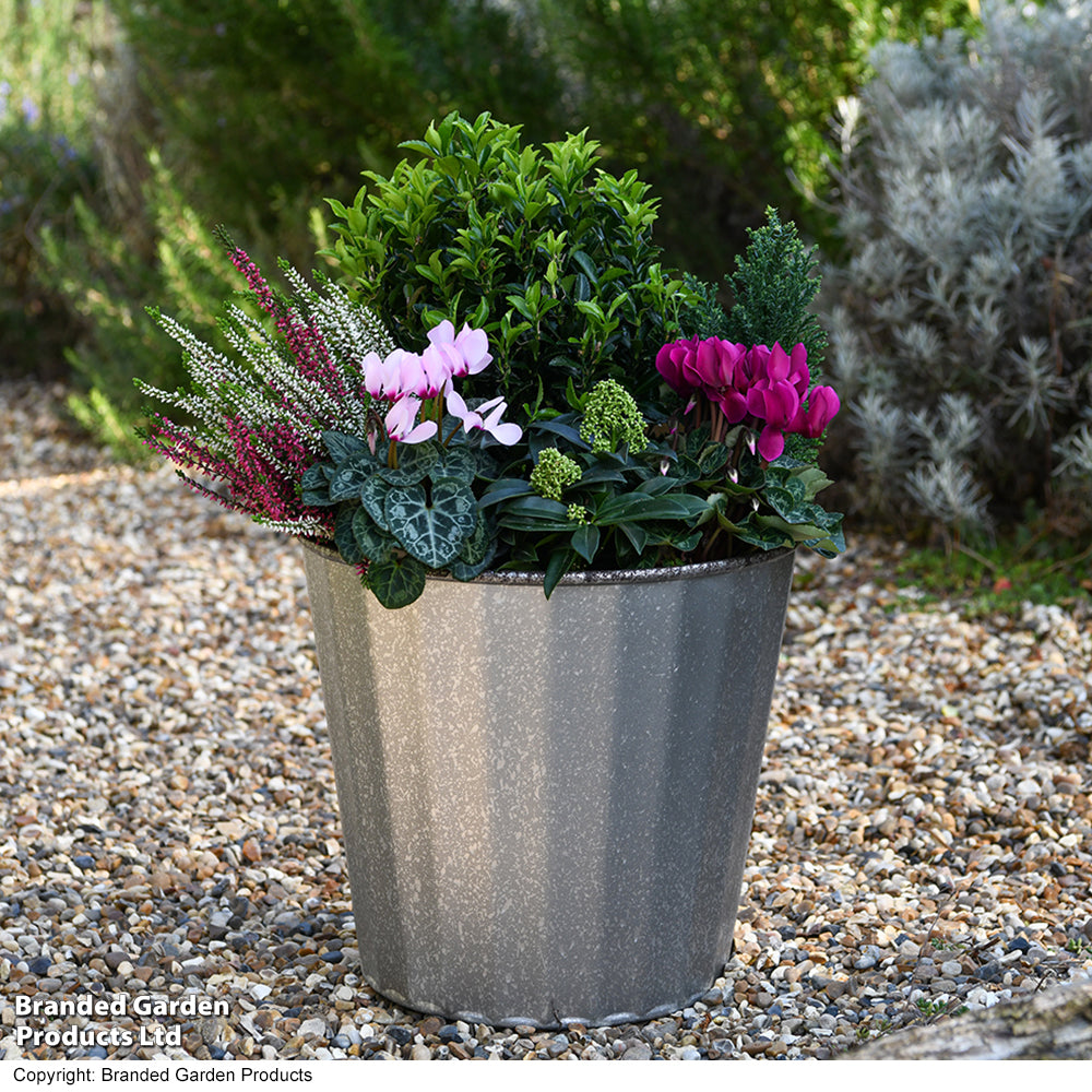 Planter Metal Effect Steel 32cm | Set of 2