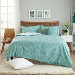 Cow Parsley Easycare Duvet Cover Set – 200tc Cotton Rich Botanical Bedding | Super King | Green