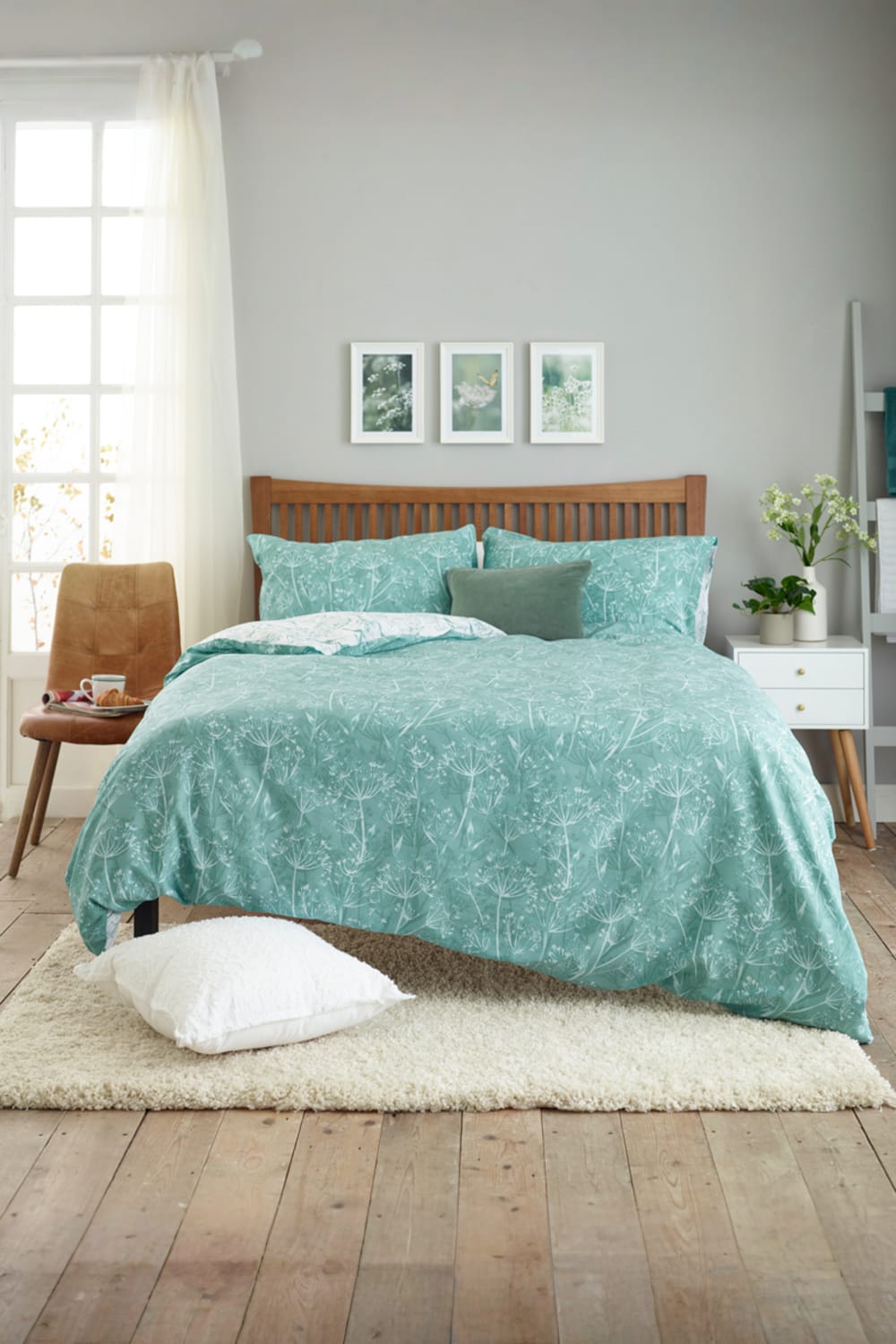 Cow Parsley Easycare Duvet Cover Set – 200tc Cotton Rich Botanical Bedding | King | Green