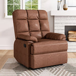 Faux Leather Recliner Armchair Modern Upholstered Lounge Chair With Adjustable Backrest & Footrest | Brown