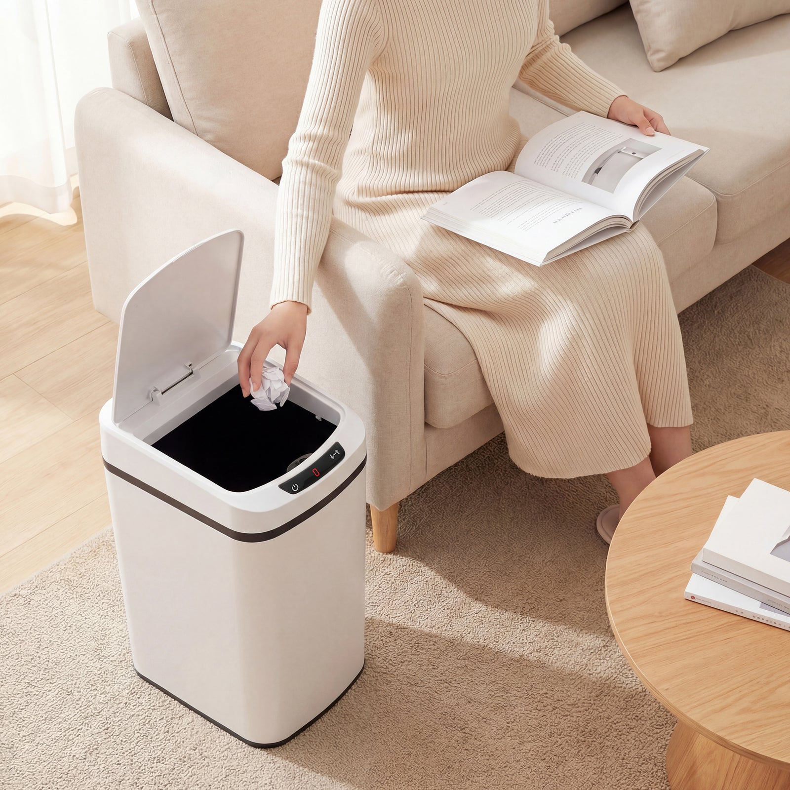 12l Sensor Bin, Automatic Touchless Motion Sensor Kitchen Bin | White