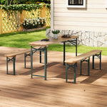 Outdoor Wooden 3-piece Garden Table Bench Furniture Set