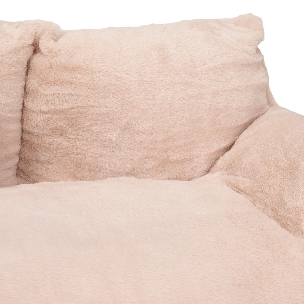 65cm W Plush Pet Sofa Bed – Crystal Fleece With Pearl Cotton Filling, Non-slip, Removable & Washable Cover | Light Brown