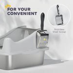 Stainless Steel Cat Litter Box With High Sides, 43 X 33 X 25 Cm | Grey