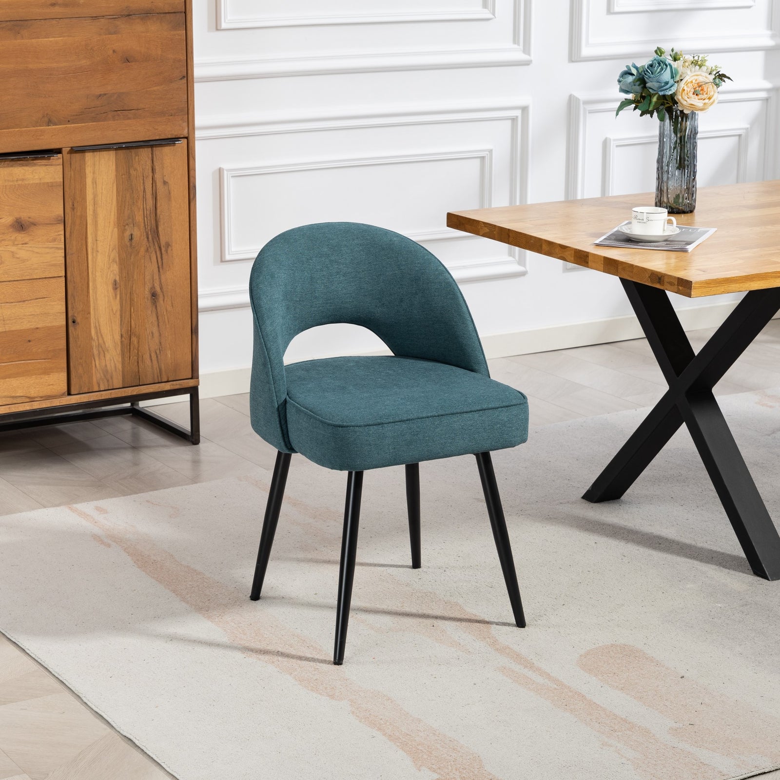 Ashley Fabric Dining Chairs - Set Of 2 | Teal