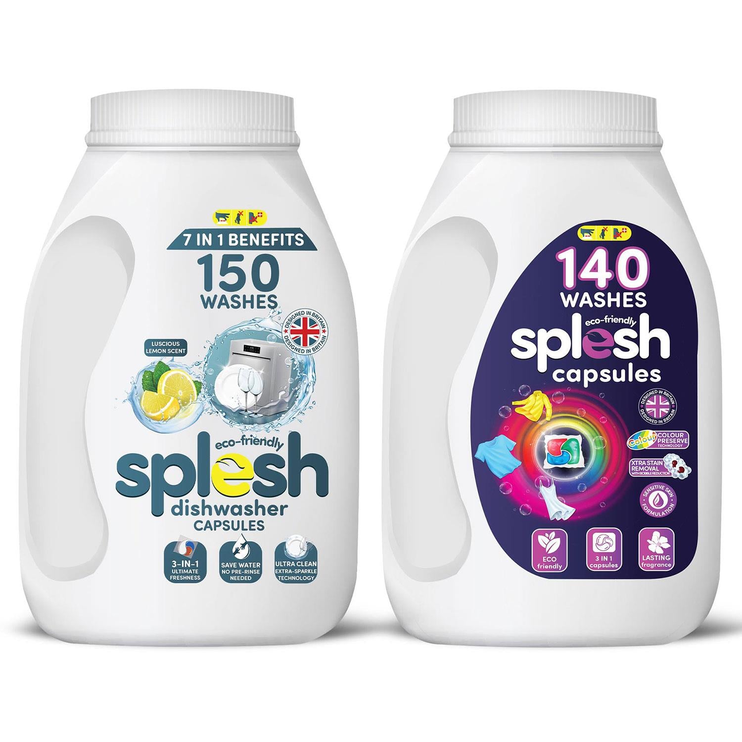 Cleaning Bundle Of 3-in-1 Dishwasher 150 Capsules & Laundry 140 Capsules