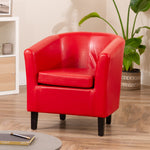 Meriden 68cm Wide Pu Vegan Leather Accent Tub Chair Supplied With Both Light And Dark Wooden Legs | Red