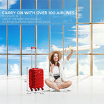 55x35x20cm Cabin Carry On Suitcase Hard Shell Overhead Luggage 100+ Airlines Approved | Cabin | Red