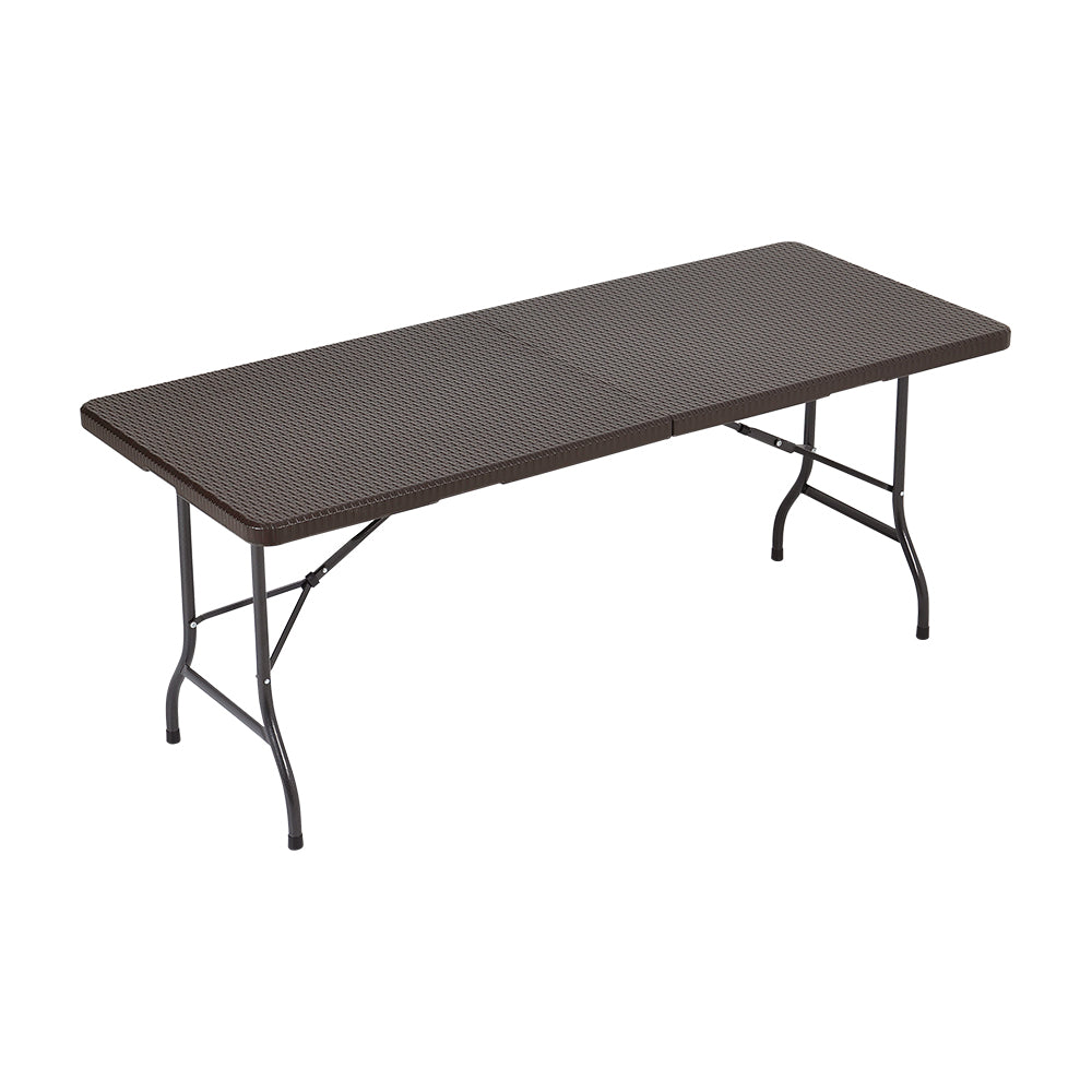 Outdoor Rattan Plastic Folding Table Black/brown | One Size | Brown