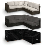 L Shaped Waterproof Garden Furniture Cover, Outdoor Patio Weatherproof Rattan Sofa Shield | 260 x 210 x 80cm | Black