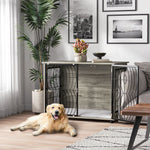 Dog Crate Table W/ Lockable Door, Plush Cushion