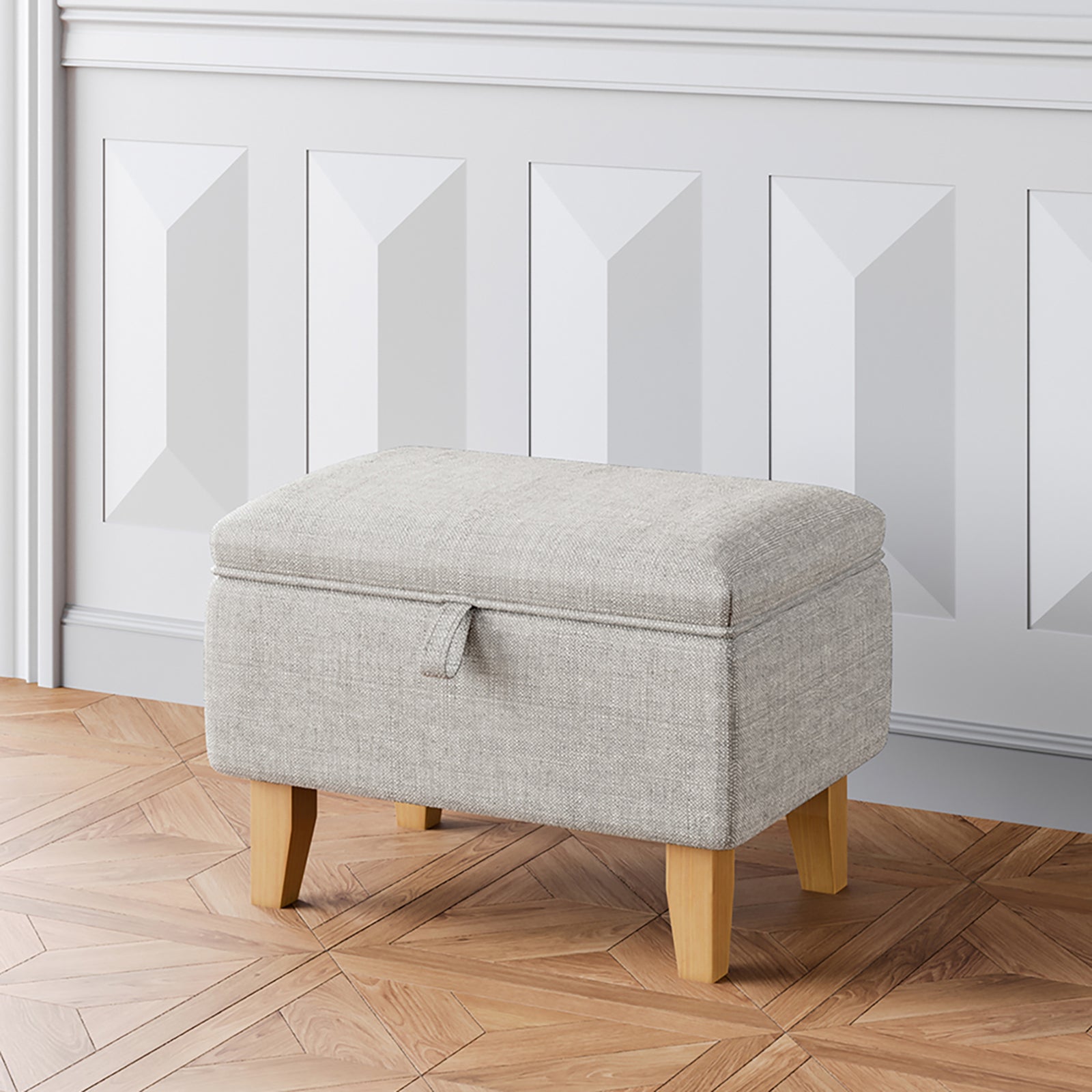 Breeins Linen Fabric Storage Ottoman