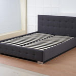The Oslo Charcoal Linen Tufted Ottoman Bed Frame | King | Charcoal