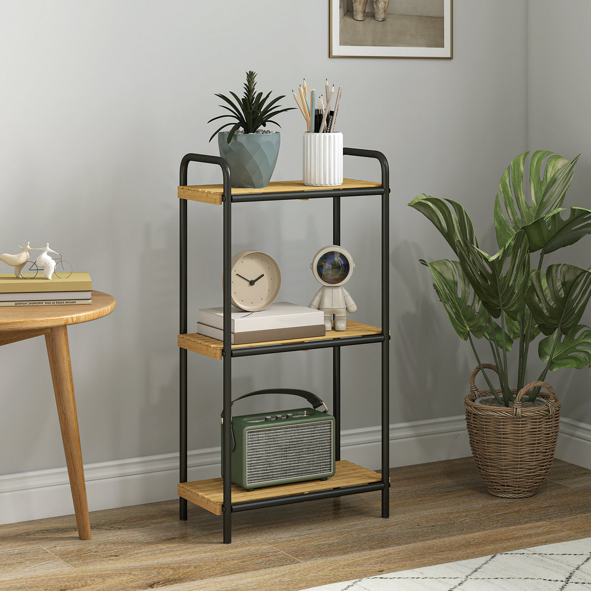 Bamboo Bathroom Shelf, Freestanding Shelving Unit | 3 Tier | Natural