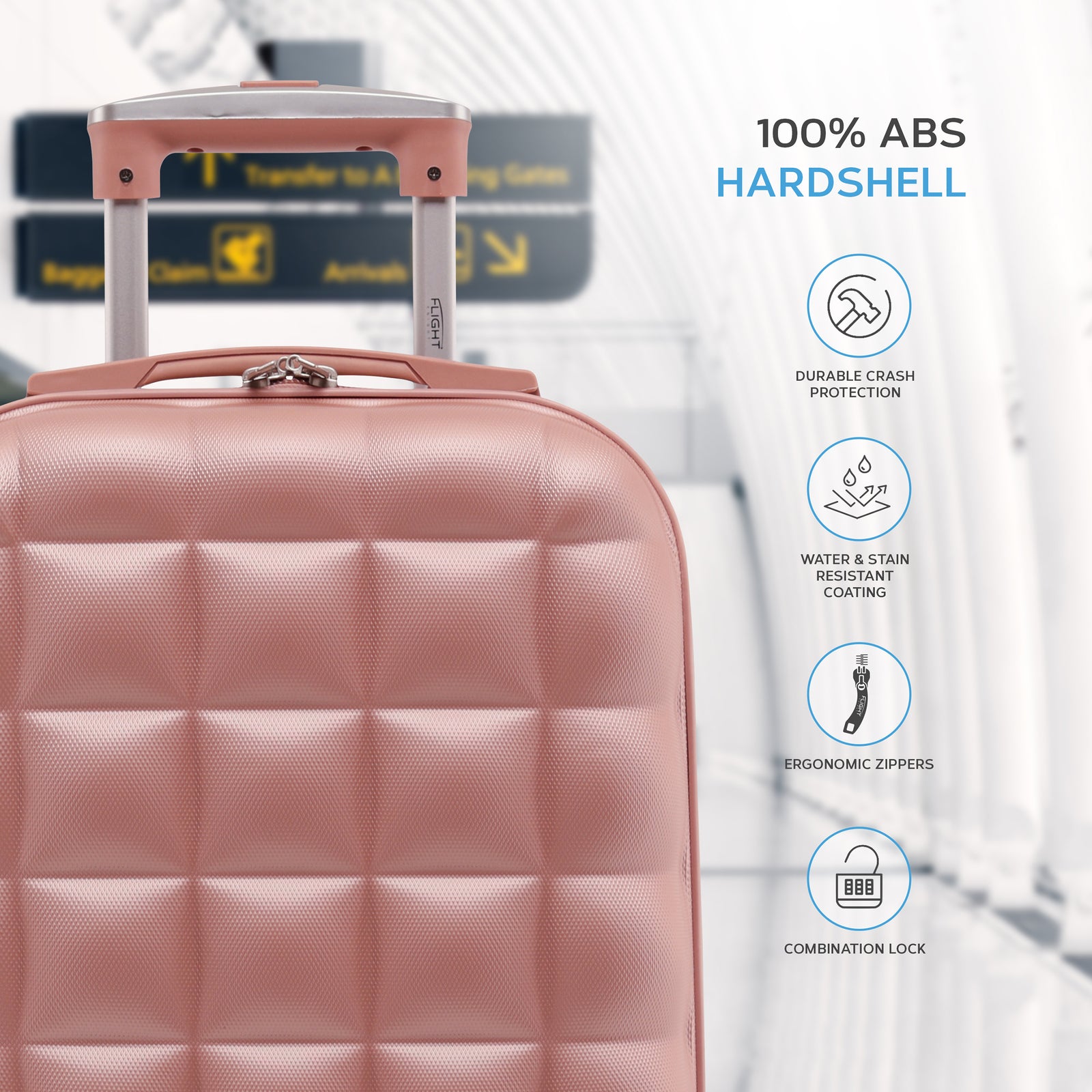 55x35x20cm Hard Case Bubble Carry On Suitcase - 100+ Airline Approved | Cabin | Rose Gold