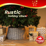 Natural Wicker Tree Skirt By Christmas Village Handcrafted Round Design