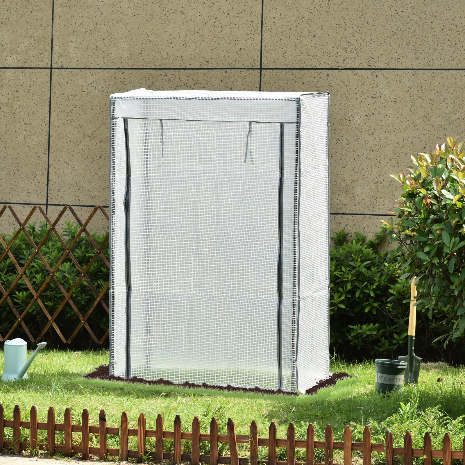 100x50x150cm Greenhouse Pe Cover W/ Roll-up Door | White