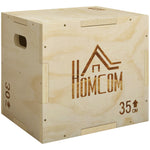 HOMCOM 3-in-1 Wooden Plyo Box For Home Gym, Workout Training, Natural