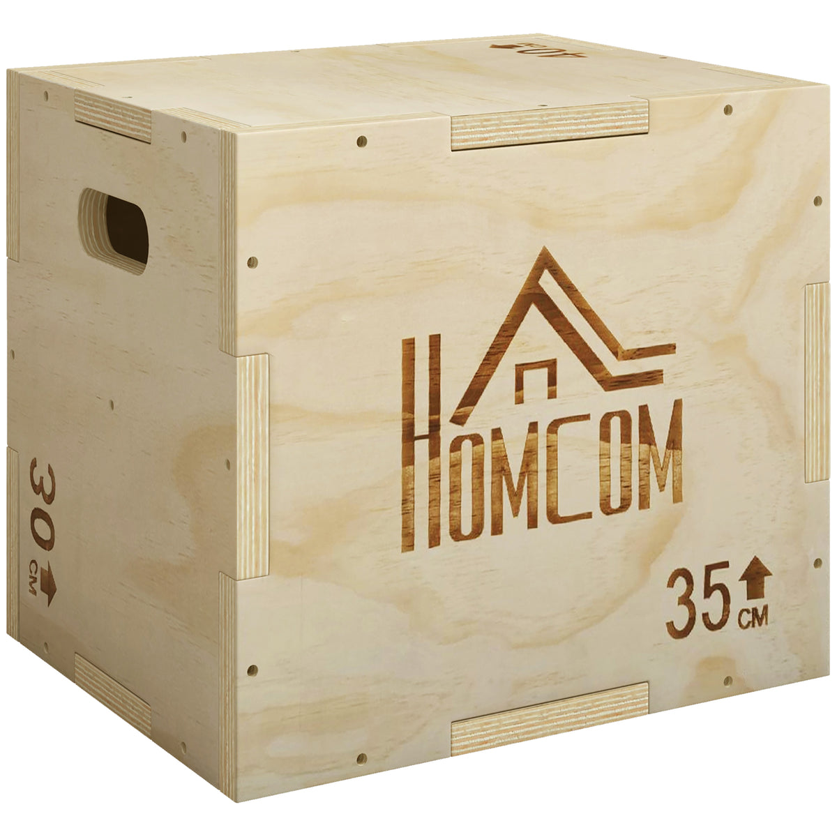 HOMCOM 3-in-1 Wooden Plyo Box For Home Gym, Workout Training, Natural